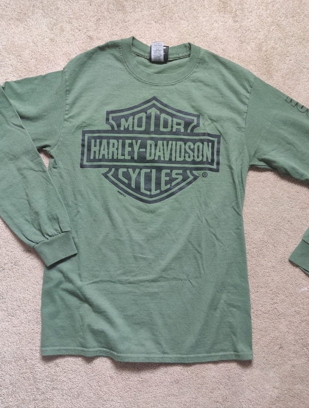 Harley-Davidson Green Long Sleeve Shield Logo Tee
